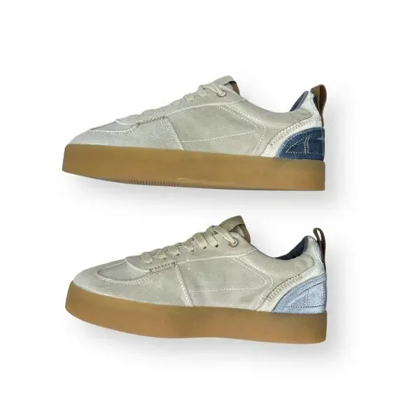 Steve Madden Women's Tucker Platform Sneaker Size 8.5 White Blue Velvet Velour - Picture 4 of 11